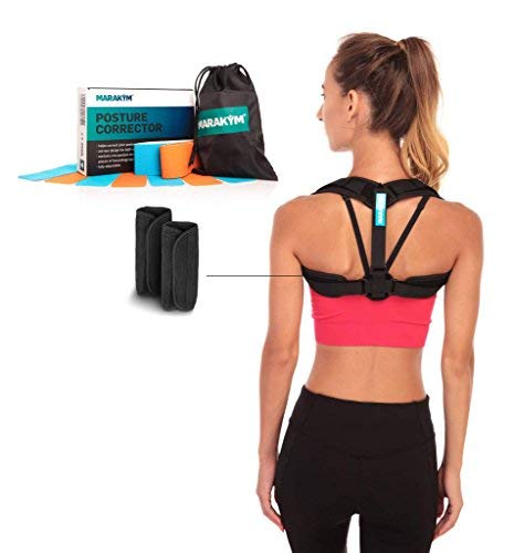 Posture Corrector  Adjustable Clavicle Brace to Comfortably Improve Bad Posture for Men and Women - Posture Corrector for Women and Men Plus Kinesiology Tape and Carry Bag Included by MARAKYM