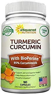 Pure Turmeric Curcumin 1300mg with BioPerine Black Pepper Extract - 180 Capsules - 95% Curcuminoids