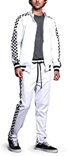 G-Style USA Men's Checkered Track Suit ST500 - White - X-Large - O1B