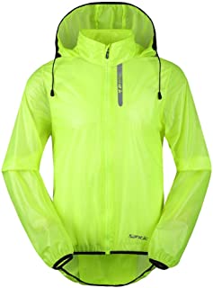 Santic Men's Cycling Rain Coat Jersey Bicycle Windproof Jacket Hooded Skin Coat Green X-Large 7008V