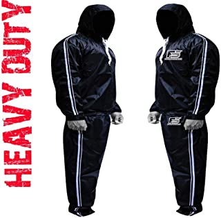 FIGHTSENSE FS MMA Sauna Sweat Suit Track Weight Loss Slimming Fitness Gym Exercise Training Added Hood Color White Anti-Rip