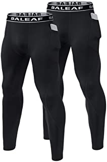 Baleaf Men's Compression Pants Base Layer Tights for Running Training Black/Black Size XL