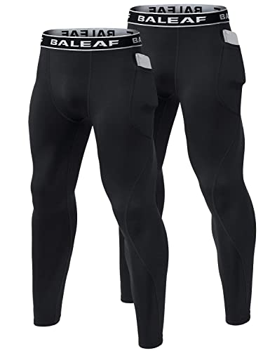 Baleaf Men's Compression Pants Base Layer Tights for Running Training Black/Black Size XL