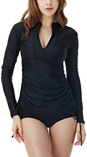 TSLA Women's UPF 50+ Full & Half Zip Front Long Sleeve Top Rashguard Swimsuit