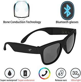 G1 Bone Conduction Headphones Polarized Glasses Sunglasses kkcite CSR8635 Bluetooth 4.0 Headset SmartTouch Stereo Music Earphone Wireless Headphone with Microphone Black