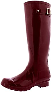 Womens Original Tall Gloss Winter Waterproof Wellies Rain Wellington Boots - 8 - BUR39 BL0043