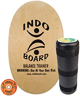 INDO BOARD Original Balance Board with 6.5 Roller And 30 X 18 Non-Slip Deck  Natural Wood Design