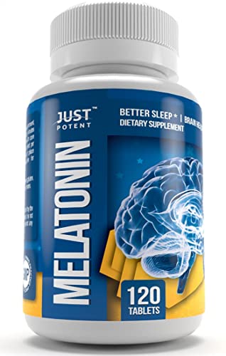  Pharmaceutical Grade Melatonin by Just Potent :: 10mg Tablets :: Better Sleep :: Brain Health :: 120 Count :: Fast Acting and Non-Habit Forming Sleep Aid!