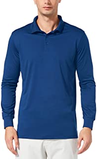 Baleaf Men's UPF 50+ Performance Quick Dry Golf Solid Polo Active Shirt Long Sleeve Royal Blue Size XL