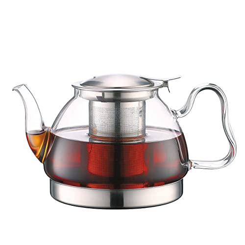 Toyo Hofu Clear High Borosilicate Glass Teapot with Removable Food Grade 304 Stainless Steel Infuser