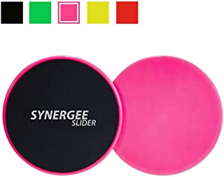 iheartsynergee Power Pink Core Sliders. Dual Sided Use on Carpet or Hardwood Floors. Abdominal Exercise Equipment