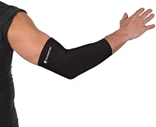 Copper Compression Elbow Sleeve - 200 GSM Material with Highest Copper Content - Elbow Brace Support and Recovery you can Wear Anywhere. Golfers And Tennis Elbow