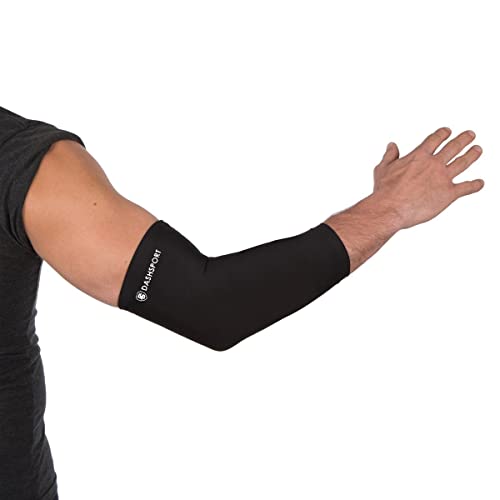 Copper Compression Elbow Sleeve - 200 GSM Material with Highest Copper Content - Elbow Brace Support and Recovery you can Wear Anywhere. Golfers And Tennis Elbow