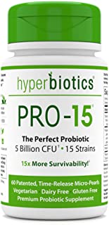 Hyperbiotics PRO-15 Probiotics60 Daily Time Release Pearls15x More Survivability Than Probiotic Capsules With Patented Delivery TechnologyEasy to Swallow Probiotic Supplement