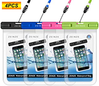 ZEINZE Waterproof Case Universal Waterproof Phone Bag Pouch Drag Bag for iPhone Xs 6 6S 7 Plus 5 5S 5C Galaxy S8 S7 S6 S5 S4 Note 5 4 3 Google Pixel HTC LG Sony Moto Devices Up to 6