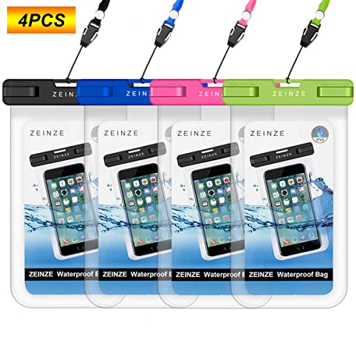 ZEINZE Waterproof Case Universal Waterproof Phone Bag Pouch Drag Bag for iPhone Xs 6 6S 7 Plus 5 5S 5C Galaxy S8 S7 S6 S5 S4 Note 5 4 3 Google Pixel HTC LG Sony Moto Devices Up to 6