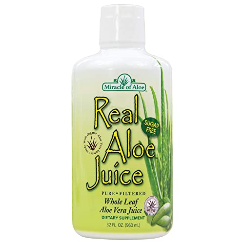 Real Aloe Whole-Leaf Pure Aloe Vera Juice - Made from Organically Grown Aloe Vera Leaves Purified & Filtered