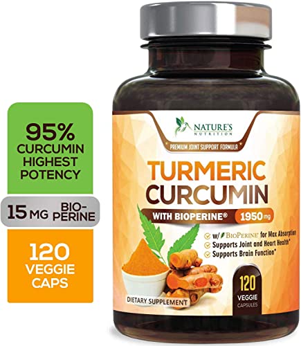 Turmeric Curcumin Max Potency 95% Curcuminoids 1950mg with Bioperine Black Pepper for Best Absorption