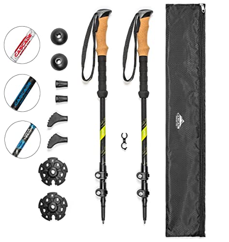 Cascade Mountain Tech Carbon Fiber Quick Lock Trekking Poles - Collapsible Walking or Hiking Stick