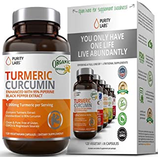 PurityLabs Organic Turmeric Curcumin Supplement  1100mg