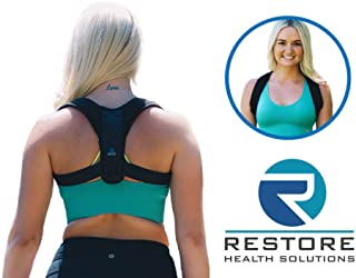 Premium Back Posture Corrector for Women by Restore Health Solutions. Adjustable Support Brace and Prevents Back