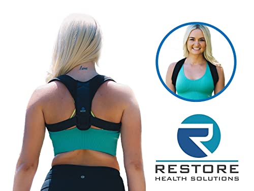 Premium Back Posture Corrector for Women by Restore Health Solutions. Adjustable Support Brace and Prevents Back