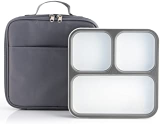 Modetro Ultra Slim Leak Proof Bento Lunchbox with 3 Portion Control Compartments