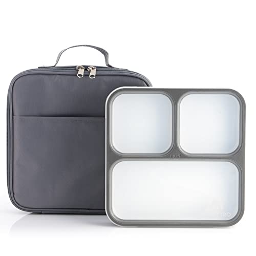 Modetro Ultra Slim Leak Proof Bento Lunchbox with 3 Portion Control Compartments