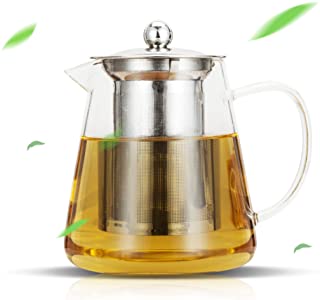 Luxtea Glass Teapot 25oz with Removable Stainless Steel Infuser and Steeper Filter Tea Maker for Blooming and Loose Leaf Tea Pots