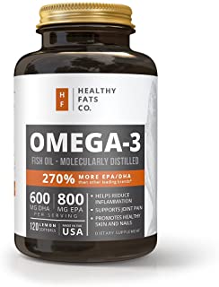 Fish Oil Omega 3 Capsules: Best Triple Strength Supplements with EPA & DHA Oils - Pure Healthy & Burpless Fish Oil Supplements with Natural Fatty Acids - 120 Count 1400 Miligram Softgel Pills