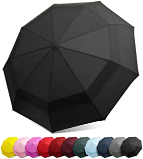 EEZ-Y Compact Travel Umbrella w/Windproof Double Canopy Construction - Auto Open/Close Button