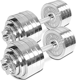 TITAN FITNESS Pair of Adjustable Chrome Dumbbells Weight 105 lb Total Weight