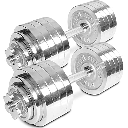 TITAN FITNESS Pair of Adjustable Chrome Dumbbells Weight 105 lb Total Weight