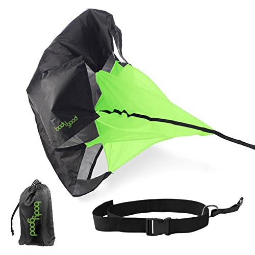 BodyGood Pro Grade Running Parachute. Performance Training at its Best with Ideal Sized 54 Inch Speed Chute - Achieve Explosive Speed and Agility for All Ages and Levels