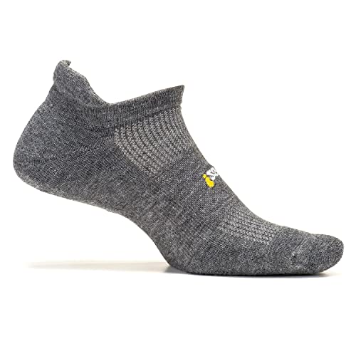 Feetures - High Performance Cushion - No Show Tab - Heather Gray - Size Medium