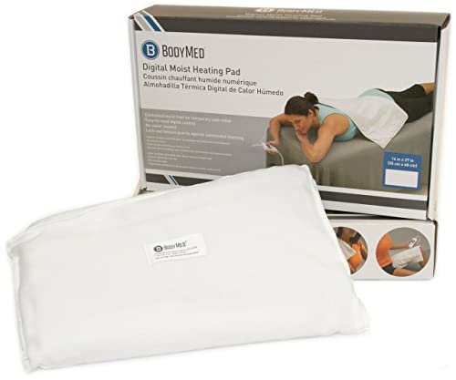 BodyMed White Digital Electric Moist Heating Pad Delivers Therapeutic Warmth at Source of Pain 14 inch x 27 inch - White