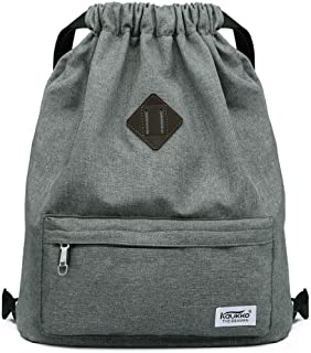 Drawstring Sports Backpack Lightweight Gym Yoga Sackpack Shoulder Rucksack for Men and Women-Dark Grey