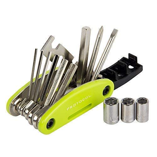 Protocol Bicycle Multi Tool: 15 functions; multi tool for bikes with multiple hex keys to fit any size bolt or screw