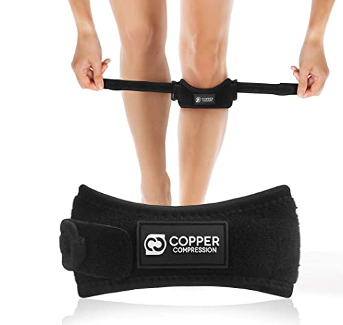 Copper Compression Patella Tendon Strap/Knee Support Brace. Copper Infused Patellar Runners & Jumpers Knee Stabilizer Band With Adjustability