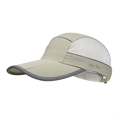 GADIEMKENSD Quick Dry Sports Hat Lightweight Breathable Soft Outdoor Run Cap Men Summer UPF 50+ Foldable with Reflective Tape Pocket Caps Unstructured Waterproof Fishing Camp Golf Dad Hat Light Gray