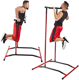 GoBeast Pull Up Bar Free Standing Dip Station - Portable Power Tower Home Gym Equipment With 3 Resistance Bands