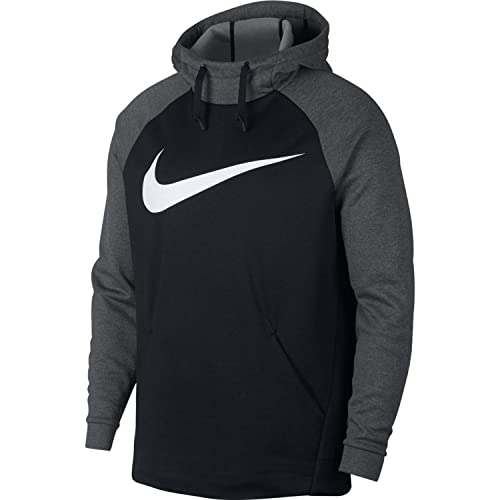 Nike Men's Therma Swoosh Training Hoodie Black/Charcoal Heather/White Size Medium