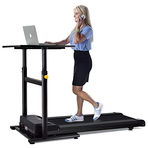 Goplus Treadmill Desk Standing Walking Treadmill Electric Machine W/Tabletop Height Adjustable Treadmill Workstation Perfect for Office & Home