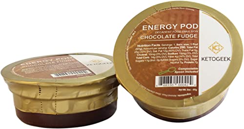 Ketogeek Chocolate Fudge Energy Pods - Premium Keto Low Carb No Added Sugar High Fat with Organic Cocoa Grass-Fed Ghee MCT Oil Vanilla Beans 3g Net Carbs - 8 Pods Box