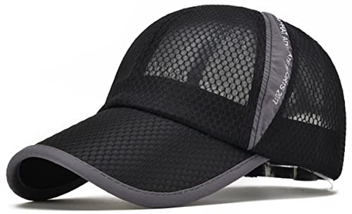 ELLEWIN Unisex Black Hiking Cap Breathable Quick Dry Mesh Baseball Cap Sun Hat