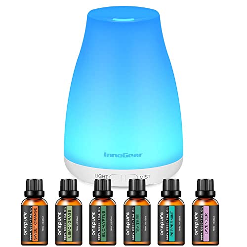 InnoGear Upgraded 150ml Aromatherapy Diffuser with 6 Bottles 100% Pure Essential Oils