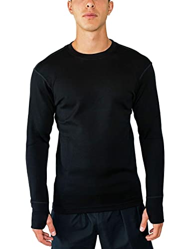 Woolx Glacier - Men's Merino Wool Base Layer Top - Heavyweight Baselayer Crew Shirt For Extreme Warmth