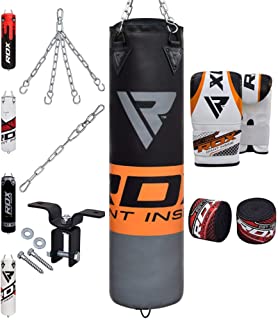 RDX Punching Bag Filled MMA Boxing Training Heavy Punch Gloves Ceiling Hook Chain Muay Thai Kickboxing Martial Arts 4FT 5FT Set