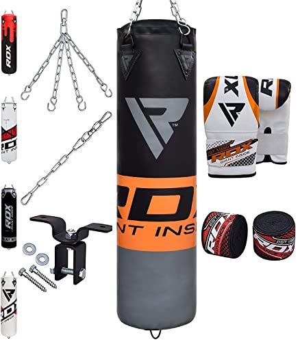 RDX Punching Bag Filled MMA Boxing Training Heavy Punch Gloves Ceiling Hook Chain Muay Thai Kickboxing Martial Arts 4FT 5FT Set