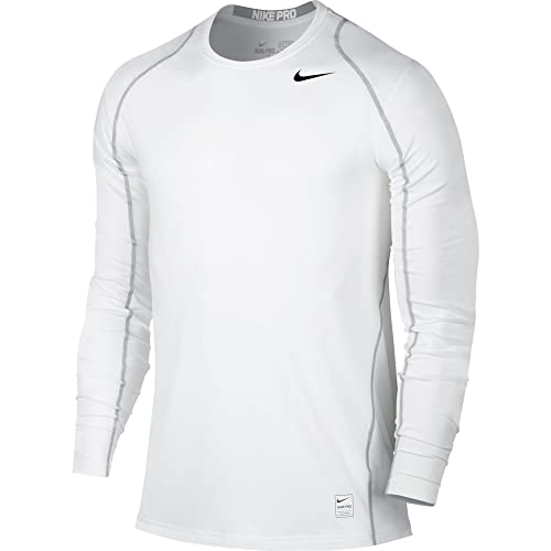 NIKE Men's Pro Cool Top White/Matte Silver/Black Size Large